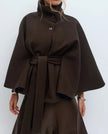 Caitlyn | Spring Belted Cape Coat with High-Neck