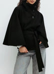 Caitlyn | Spring Belted Cape Coat with High-Neck