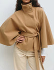 Caitlyn | Spring Belted Cape Coat with High-Neck