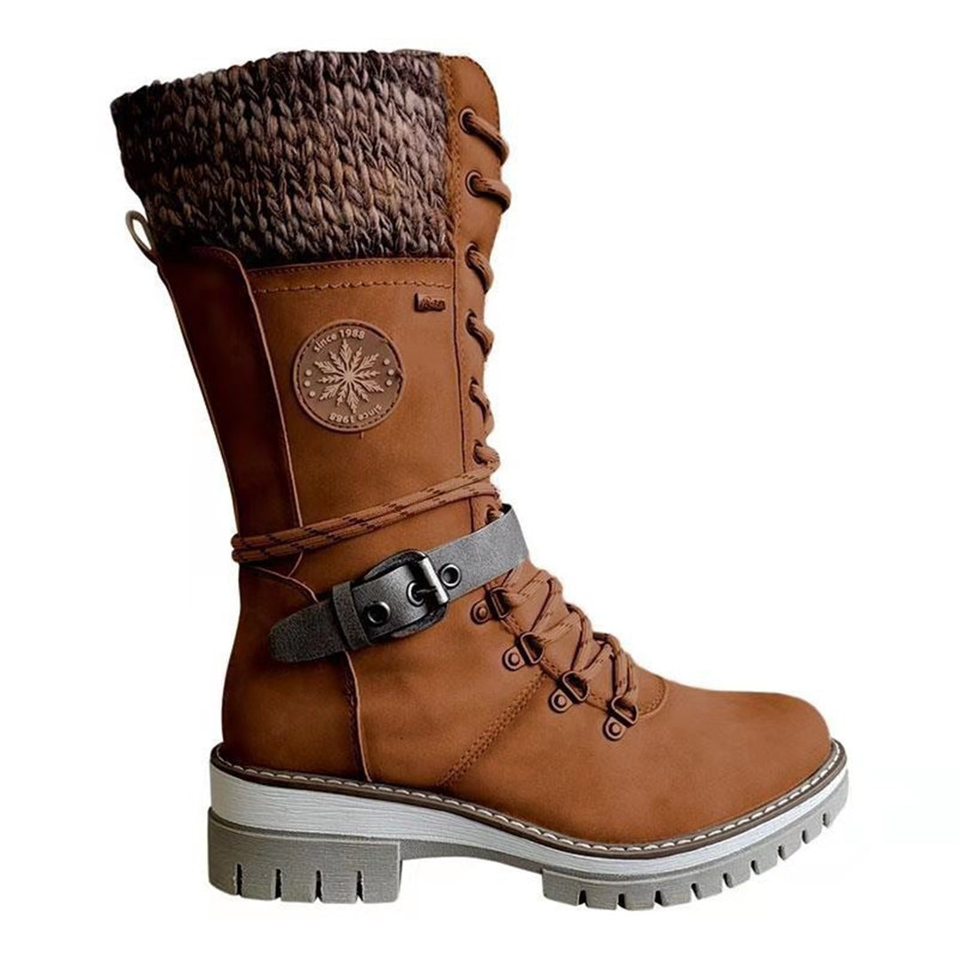 Brooklyn | Lace-Up Winter Boots with Cozy Knit Cuff