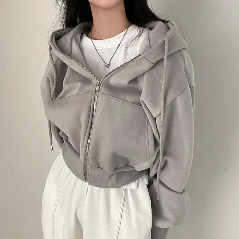 Kaitlyn | Winter Cropped Zip-Up Hoodie - Cozy, Chic Layering Essential
