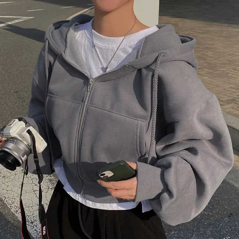 Kaitlyn | Winter Cropped Zip-Up Hoodie - Cozy, Chic Layering Essential