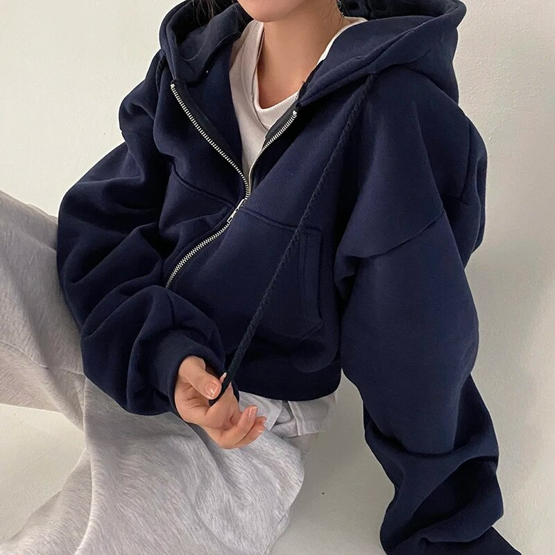 Kaitlyn | Winter Cropped Zip-Up Hoodie - Cozy, Chic Layering Essential