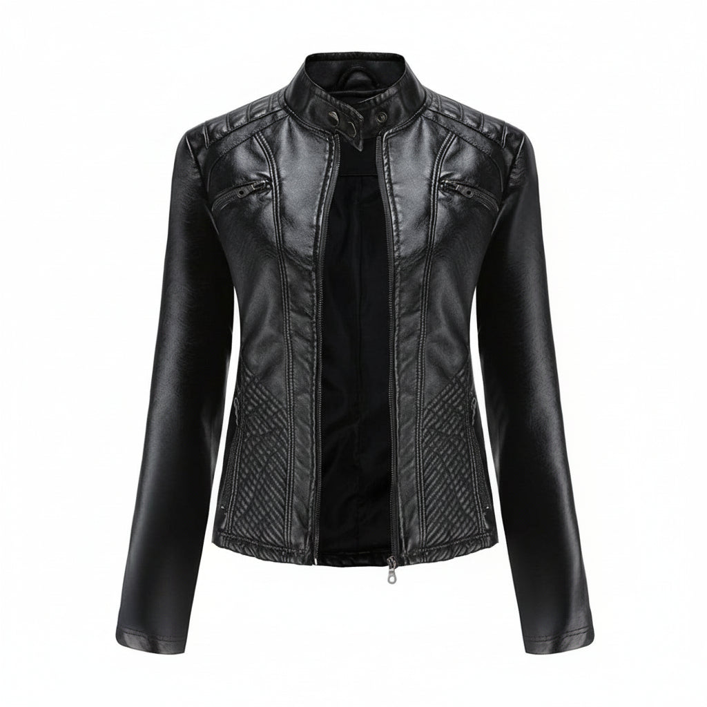 Heather | Classic Zip-Up Biker Jacket – Timeless Style with Modern Edge