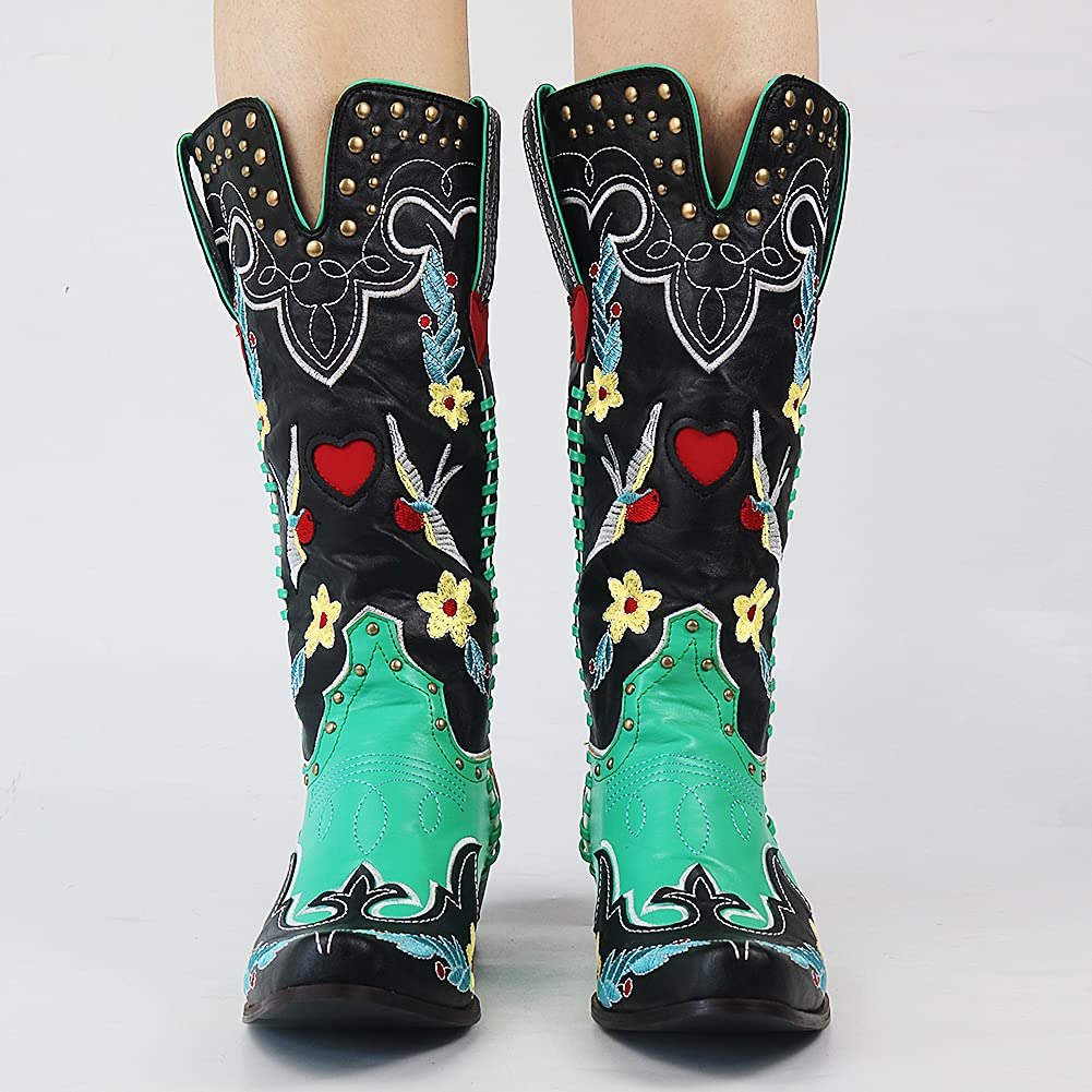 Claire | Embroidered Cowboy Boots with Elegant Heel