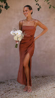 Laura | Satin Slip Maxi Dress for Spring - Elegant, Flowing Silhouette