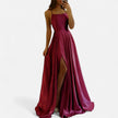 Gabrielle | Modern-Fit Satin Slit Maxi Dress - Sleek, Glamorous Evening Essential