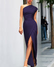 Anna | One-Shoulder Dress with Split Hem