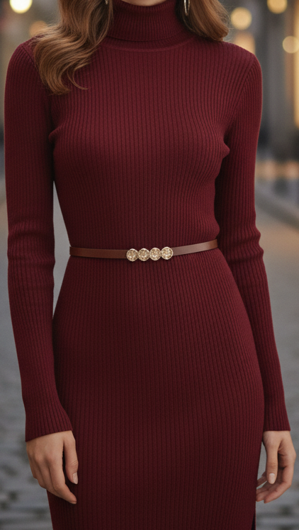 Grace | Elegant Winter Long-Sleeve Midi Dress