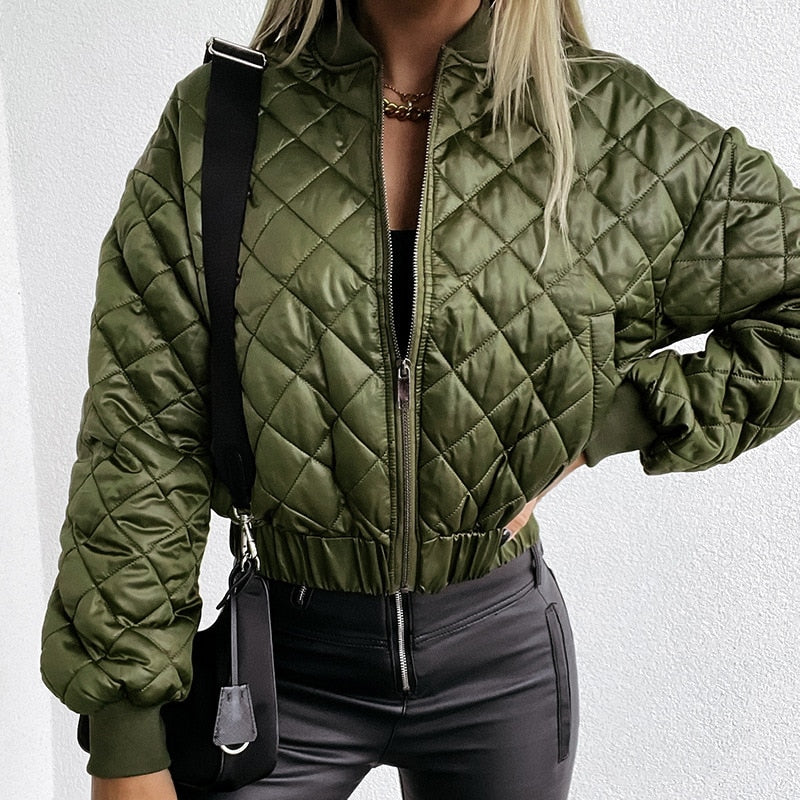 Sabrina | Quilted Short Zip-Up Bomber Jacket – Trendy, Cozy Outerwear
