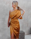 Ava | One-Shoulder Wrap Midi Dress - Elegant & Flattering