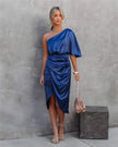 Ava | One-Shoulder Wrap Midi Dress - Elegant & Flattering