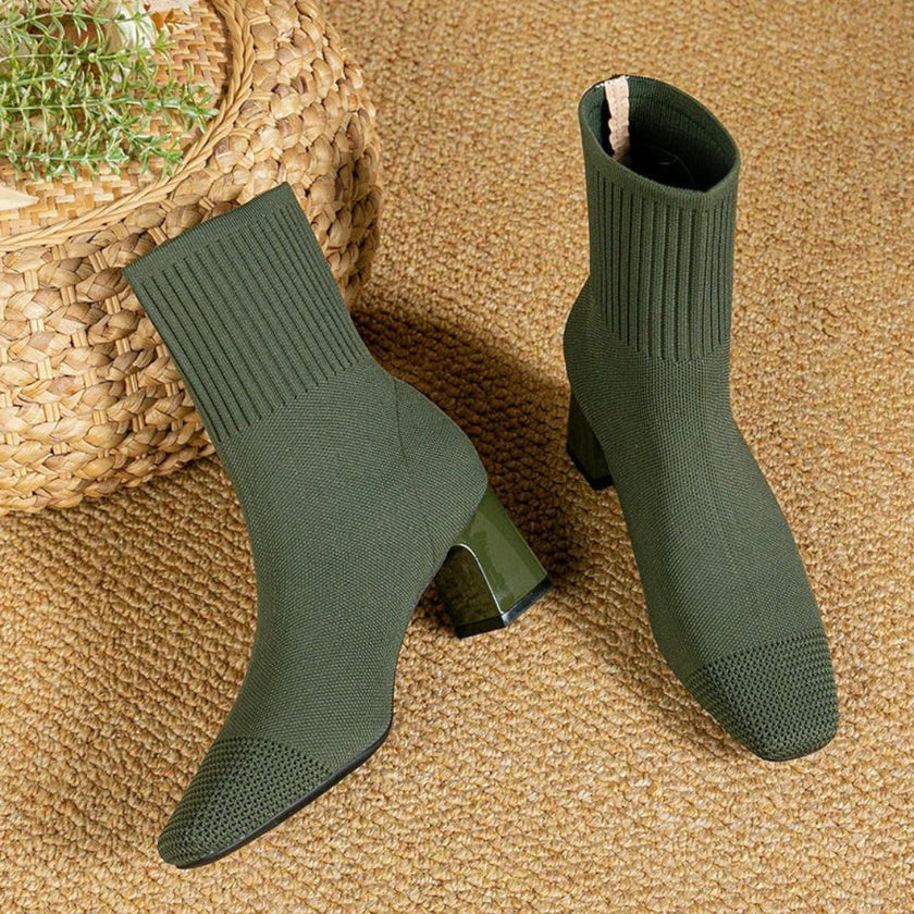 Alana | Cozy Winter Ribbed Knit Ankle Boots