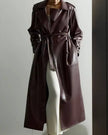 Ava | Winter Leather Maxi Trench Coat – Luxe Leather, Full-Length Warmth for Winter