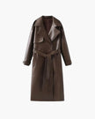 Ava | Winter Leather Maxi Trench Coat – Luxe Leather, Full-Length Warmth for Winter