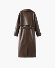 Ava | Winter Leather Maxi Trench Coat – Luxe Leather, Full-Length Warmth for Winter