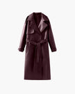 Ava | Winter Leather Maxi Trench Coat – Luxe Leather, Full-Length Warmth for Winter